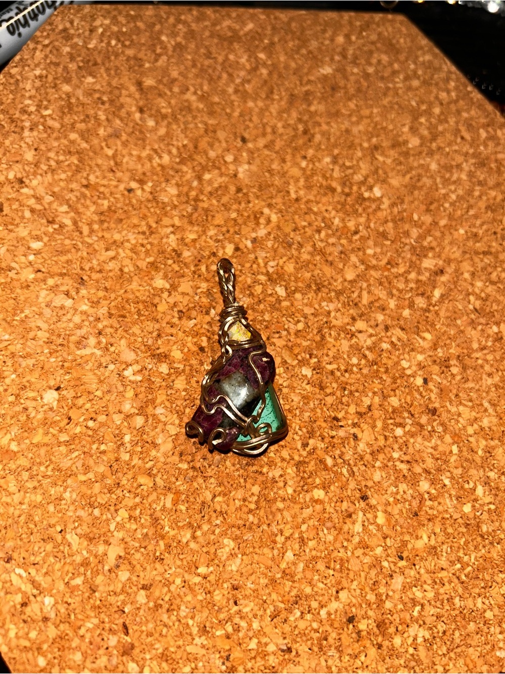 Wire-Wrapped Multistone Pendant in Teal and Purple - Women Jewelry